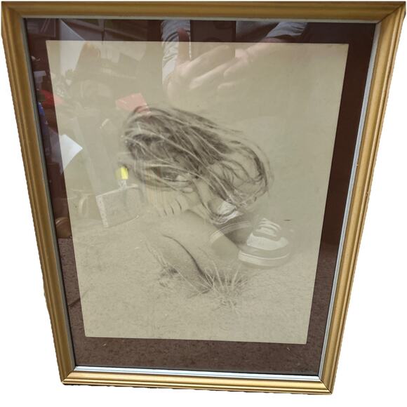 Other - Vintage graphite/pencil Study Drawing Nude Female Pose Matted Framed